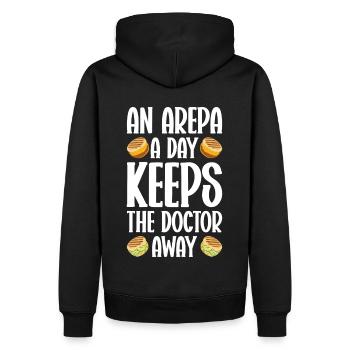 Arepa Kolumbianisches Essen - Männer Premium Bio Hoodie - Schwarz - Hinten - Nico (187cm)