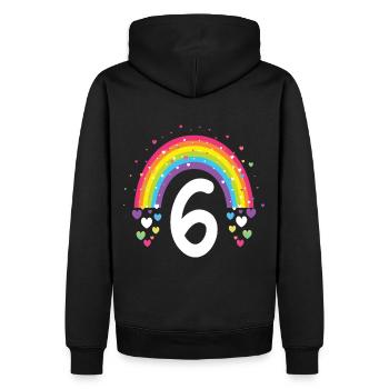 6th Birthday Gift Rainbow Birthday Boy - Men’s Premium Organic Hoodie - black - Back - Nico (187cm)