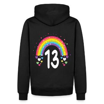 13th Birthday Gift Rainbow Birthday Boy - Men’s Premium Organic Hoodie - black - Back - Nico (187cm)