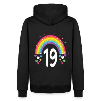19th Birthday Gift Rainbow Birthday Child - Men’s Premium Organic Hoodie - black - Back - Nico (187cm)