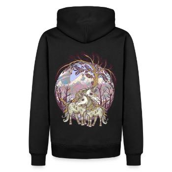 Licorne Licornes Créatures mythiques Animaux mythiques Enfant - Sweat à capuche Premium bio Homme - noir - Dos - Nico (187cm)