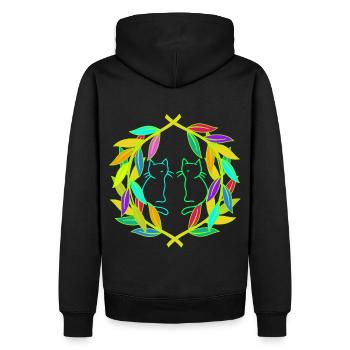 Retro Katze Katzen 80er 90er Vintage - Männer Premium Bio Hoodie - Schwarz - Hinten - Nico (187cm)