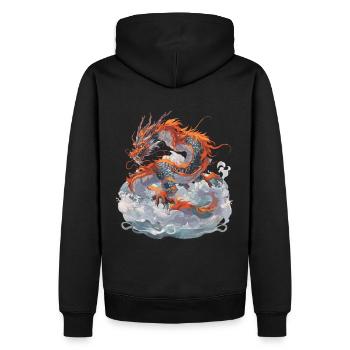 Drache Drachen Fabeltier Märchen - Männer Premium Bio Hoodie - Schwarz - Hinten - Nico (187cm)