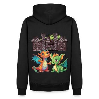 Mittelalter Drache Drachen - Männer Premium Bio Hoodie - Schwarz - Hinten - Nico (187cm)