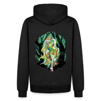 Wald Pferd Pferde Gaul Kind Kinder - Männer Premium Bio Hoodie - Schwarz - Hinten - Nico (187cm)