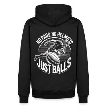 Maillot Rugby Saying - Sweat à capuche Premium bio Homme - noir - Dos - Nico (187cm)