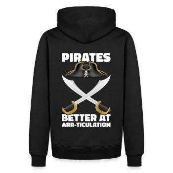 Pirate Skull Buccaneer Pirate Ship - Men’s Premium Organic Hoodie - black - Back - Nico (187cm)