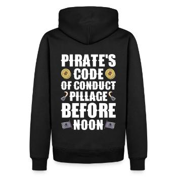 Pirate Skull Buccaneer Pirate Ship - Men’s Premium Organic Hoodie - black - Back - Nico (187cm)
