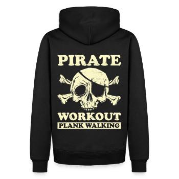 Pirate Skull Buccaneer Pirate Ship - Men’s Premium Organic Hoodie - black - Back - Nico (187cm)