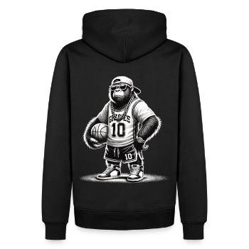 Cooler Gorilla mit Basketball und Bling - Männer Premium Bio Hoodie - Schwarz - Hinten - Nico (187cm)