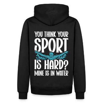 Schwimmen Wassersport Pool Schwimmsport Schwimmer - Männer Premium Bio Hoodie - Schwarz - Hinten - Nico (187cm)