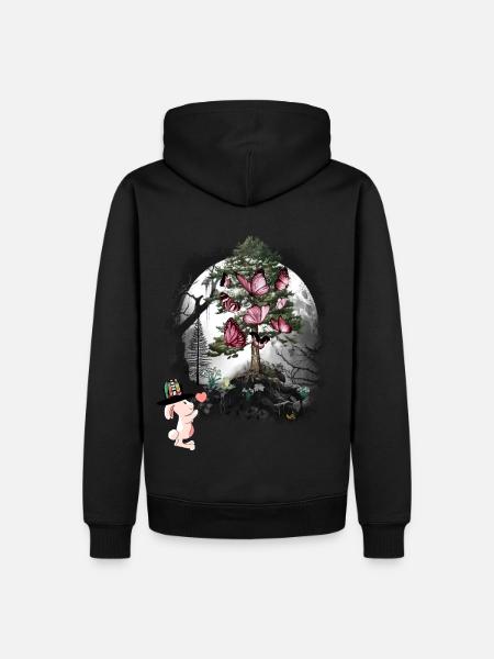 Hase Kaninchen Wald Waldbewohner Schmetterlinge - Herre Premium økologisk hoodie - sort