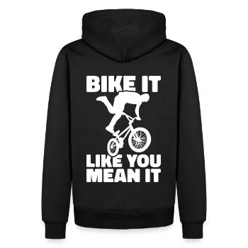 BMX Freestyle Biker Bike Fahrrad BMX Fahrer - Männer Premium Bio Hoodie - Schwarz - Hinten - Nico (187cm)