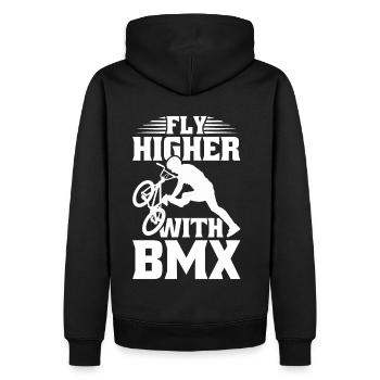 BMX Freestyle Biker Bike Fahrrad BMX Fahrer - Männer Premium Bio Hoodie - Schwarz - Hinten - Nico (187cm)