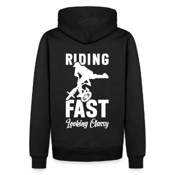 BMX Freestyle Biker Bike Fahrrad BMX Fahrer - Männer Premium Bio Hoodie - Schwarz - Hinten - Nico (187cm)