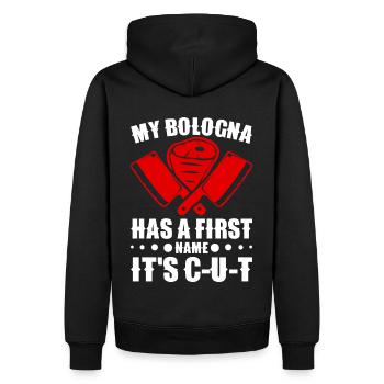 Boucherie, boucherie, boucherie, boucherie - Sweat à capuche Premium bio Homme - noir - Dos - Nico (187cm)
