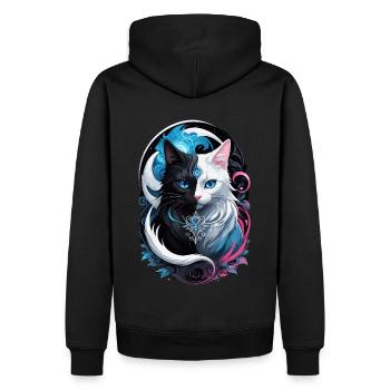 Chat fantasy yin et yang - Sweat à capuche Premium bio Homme - noir - Dos - Nico (187cm)