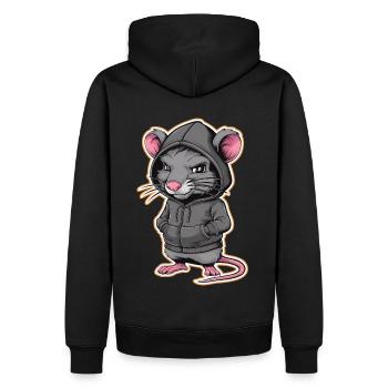 Rat cool dans un sweat à capuche élégant - Funny Animals - Sweat à capuche Premium bio Homme - noir - Dos - Nico (187cm)