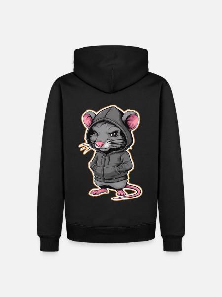 Rat cool dans un sweat à capuche élégant - Funny Animals - Sweat à capuche Premium bio Homme - noir