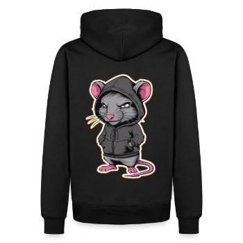 Rat cool dans un sweat à capuche élégant - Funny Animals - Sweat à capuche Premium bio Homme - noir - Dos - Nico (187cm)