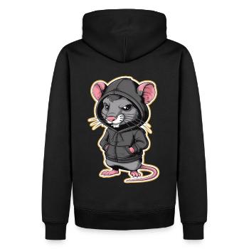 Rat cool dans un sweat à capuche élégant - Funny Animals - Sweat à capuche Premium bio Homme - noir - Dos - Nico (187cm)