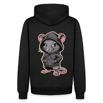 Rat cool dans un sweat à capuche élégant - Funny Animals - Sweat à capuche Premium bio Homme - noir - Dos - Nico (187cm)