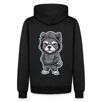 Chien cool en sweat à capuche élégant - Sweat à capuche Premium bio Homme - noir - Dos - Nico (187cm)