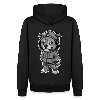 Chien cool en sweat à capuche élégant - Sweat à capuche Premium bio Homme - noir - Dos - Nico (187cm)