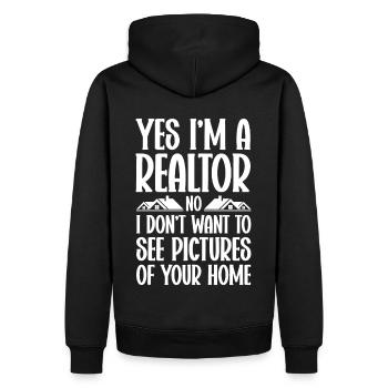 Agent immobilier Courtier immobilier Agent immobilier Agent immobilier - Sweat à capuche Premium bio Homme - noir - Dos - Nico (187cm)
