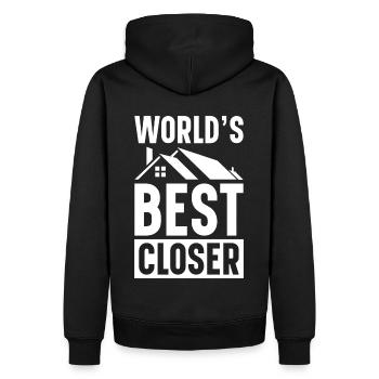Agent immobilier Courtier immobilier Agent immobilier Agent immobilier - Sweat à capuche Premium bio Homme - noir - Dos - Nico (187cm)