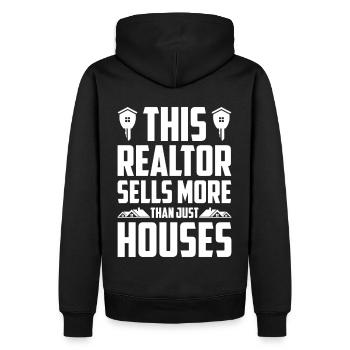 Agent immobilier Courtier immobilier Agent immobilier Agent immobilier - Sweat à capuche Premium bio Homme - noir - Dos - Nico (187cm)