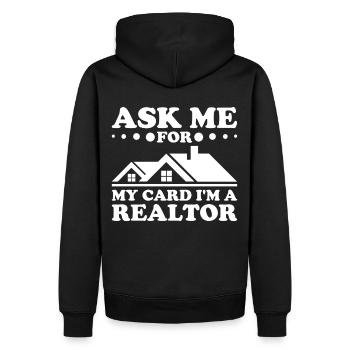 Agent immobilier Courtier immobilier Agent immobilier Agent immobilier - Sweat à capuche Premium bio Homme - noir - Dos - Nico (187cm)