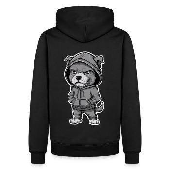 Chien cool en sweat à capuche élégant - Sweat à capuche Premium bio Homme - noir - Dos - Nico (187cm)