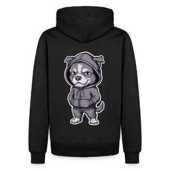 Cooler Hund im stylischen Hoodie - Männer Premium Bio Hoodie - Schwarz - Hinten - Nico (187cm)