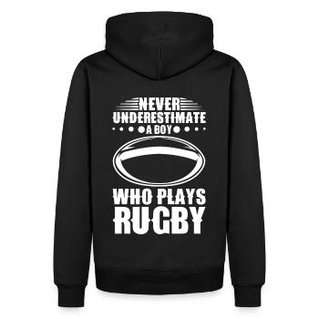 Cadeau Rugby Joueur de rugby Entraîneur de rugby - Sweat à capuche Premium bio Homme - noir - Dos - Nico (187cm)