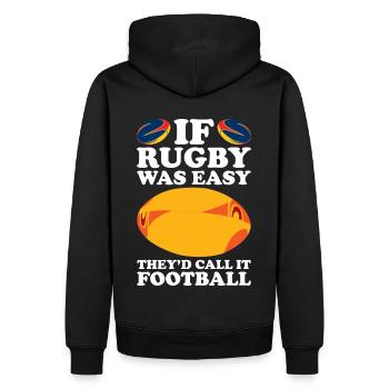 Cadeau Rugby Joueur de rugby Entraîneur de rugby - Sweat à capuche Premium bio Homme - noir - Dos - Nico (187cm)