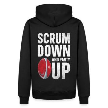 Cadeau Rugby Joueur de rugby Entraîneur de rugby - Sweat à capuche Premium bio Homme - noir - Dos - Nico (187cm)