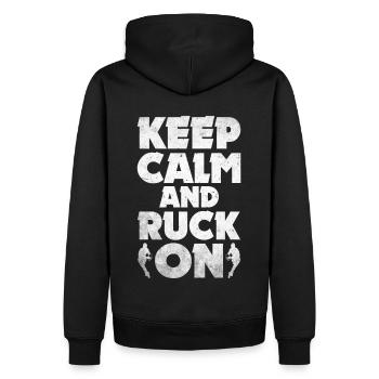 Cadeau Rugby Joueur de rugby Entraîneur de rugby - Sweat à capuche Premium bio Homme - noir - Dos - Nico (187cm)