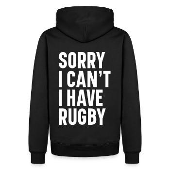 Cadeau Rugby Joueur de rugby Entraîneur de rugby - Sweat à capuche Premium bio Homme - noir - Dos - Nico (187cm)