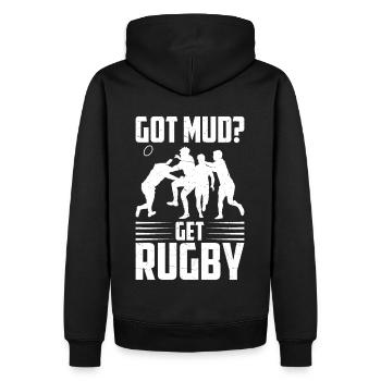 Cadeau Rugby Joueur de rugby Entraîneur de rugby - Sweat à capuche Premium bio Homme - noir - Dos - Nico (187cm)