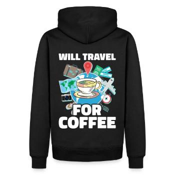Commis au tourisme Agence de voyages - Sweat à capuche Premium bio Homme - noir - Dos - Nico (187cm)