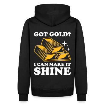 Goldschmied Gold Schmuckhersteller Goldschmuck - Männer Premium Bio Hoodie - Schwarz - Hinten - Nico (187cm)