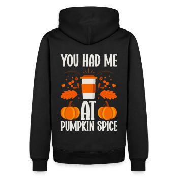 Pumpkin Spice Latte Herbst Halloween Kürbis Gewürz - Männer Premium Bio Hoodie - Schwarz - Hinten - Nico (187cm)