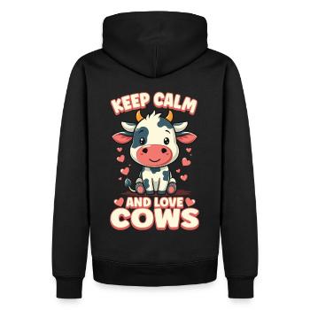 Kühe Muh Kuh Moo Rindvieh Milchkuh Milchbauer - Männer Premium Bio Hoodie - Schwarz - Hinten - Nico (187cm)