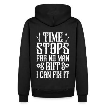 Horloger Horloger Horologues - Sweat à capuche Premium bio Homme - noir - Dos - Nico (187cm)