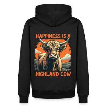 Schottisches Hochlandrind Highland Cow Hochlandkuh - Männer Premium Bio Hoodie - Schwarz - Hinten - Nico (187cm)