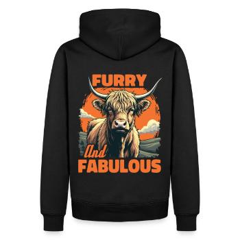 Schottisches Hochlandrind Highland Cow Hochlandkuh - Männer Premium Bio Hoodie - Schwarz - Hinten - Nico (187cm)