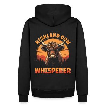 Schottisches Hochlandrind Highland Cow Hochlandkuh - Männer Premium Bio Hoodie - Schwarz - Hinten - Nico (187cm)