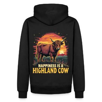 Schottisches Hochlandrind Highland Cow Hochlandkuh - Männer Premium Bio Hoodie - Schwarz - Hinten - Nico (187cm)
