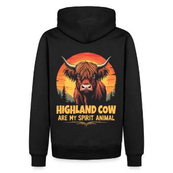 Schottisches Hochlandrind Highland Cow Hochlandkuh - Männer Premium Bio Hoodie - Schwarz - Hinten - Nico (187cm)